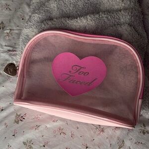 Too Faced Pink Dome Cosmetic Bag with Heart